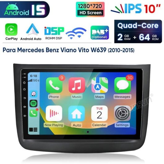 Autostereo JUNSUN Vito Viano W639 Carplay GPS Navi 64Go