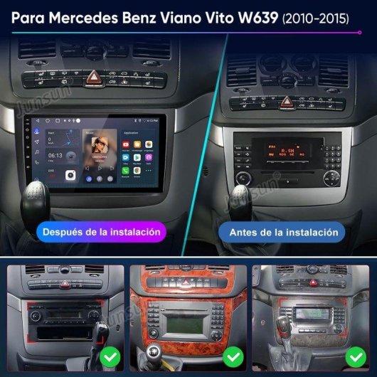 Autostereo JUNSUN Vito Viano W639 Carplay GPS Navi 64Go