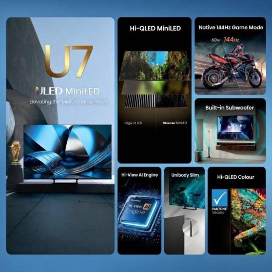 TV Hisense Mini LED ULED 100U7SE 100" 4K UltraHD 165Hz Smart TV VIDAA Dolby Vision IQ