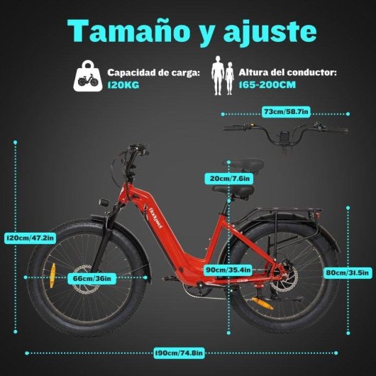 Bicicletta elettrica Bodywel D9 750 W 48 V 15 Ah 26 pollici