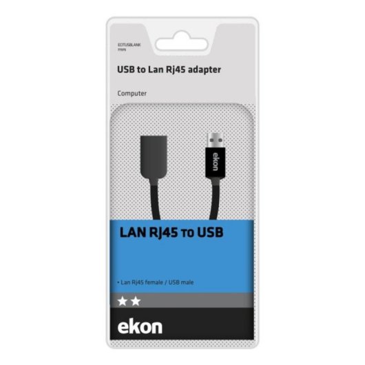 Hub Ekon 1 port USB 2.0 vers RJ-45 ECITUSBLANK noir
