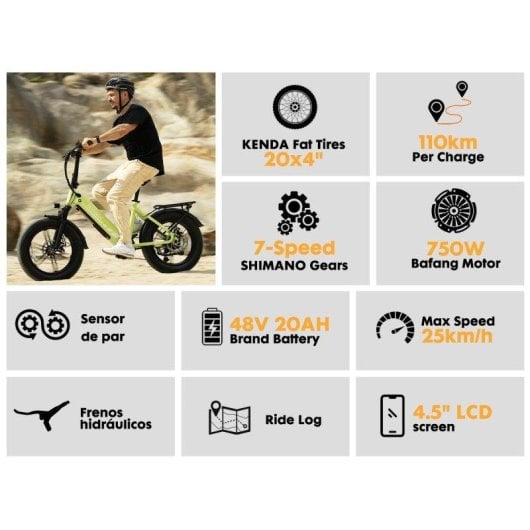 Bicicleta Eléctrica Bodywel F20 PRO Motor 500 W Batería 48 V 20 Ah Neumáticos 20"