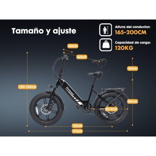 Bicicleta Eléctrica Bodywel F20 PRO Motor 500 W Batería 48 V 20 Ah Neumáticos 20"