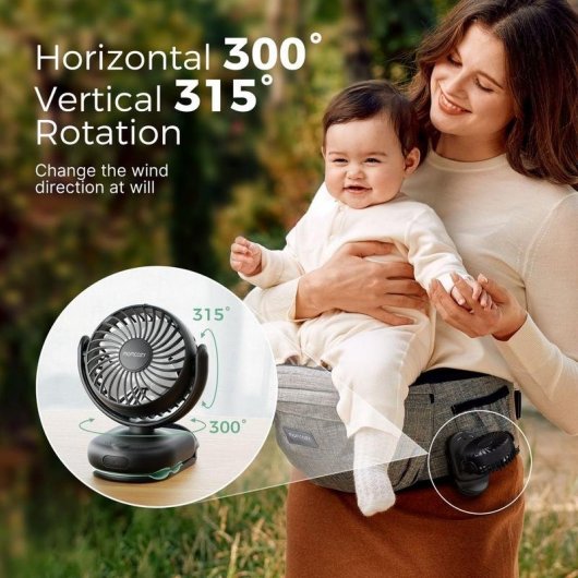 Tragbarer Momcozy Ventilator 8000 mAh, 4 Stufen und flexibles Stativ