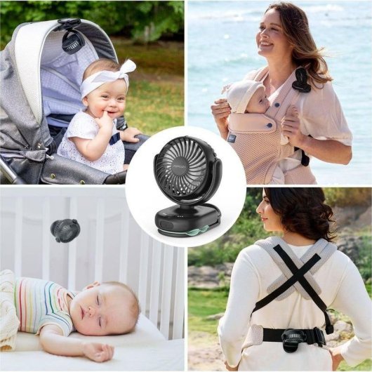 Tragbarer Momcozy Ventilator 8000 mAh, 4 Stufen und flexibles Stativ