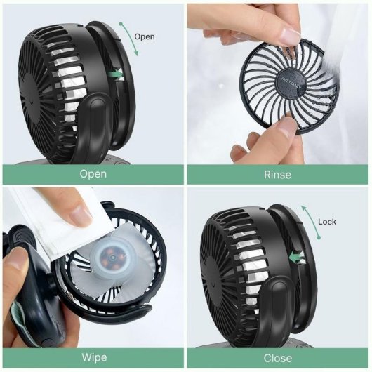 Tragbarer Momcozy Ventilator 8000 mAh, 4 Stufen und flexibles Stativ