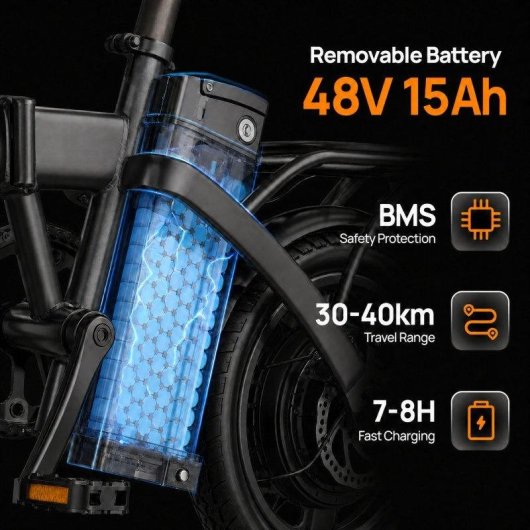 Bicicleta Eléctrica Plegable Toofly GS3 250W 48V 15Ah Neumáticos 14"