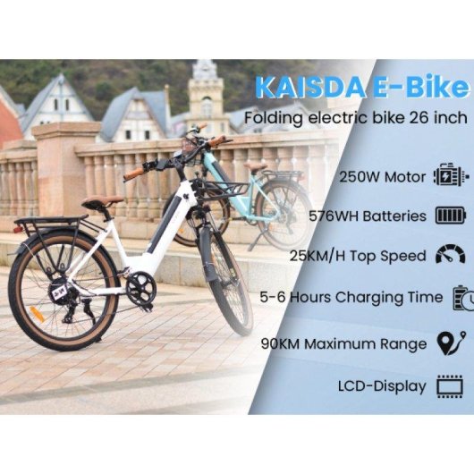Bicicleta eléctrica urbana Kaisda K601 250 W 576 Wh 26" Shimano 7 velocidades