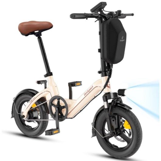 Bicicleta eléctrica Bodywel T16 Pro plegable 250 W 360 Wh 14" beige