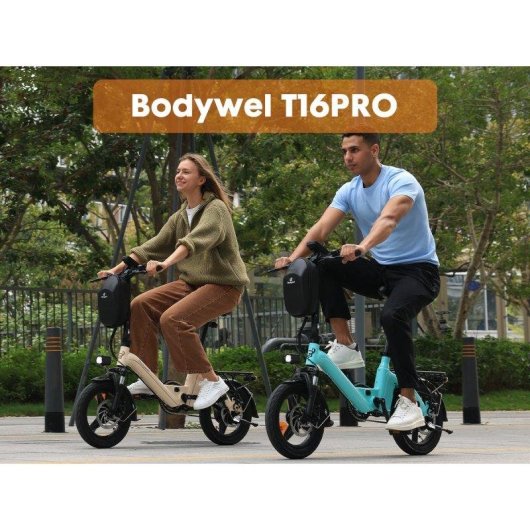 Bicicleta eléctrica Bodywel T16 Pro plegable 250 W 360 Wh 14" beige