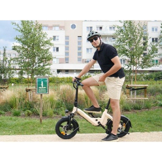 Bicicleta eléctrica Bodywel T16 Pro plegable 250 W 360 Wh 14" beige