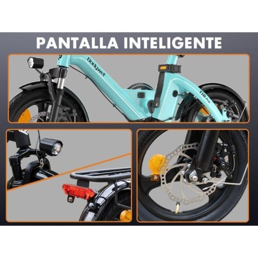 Bicicleta eléctrica Bodywel T16 Pro plegable 250 W 360 Wh 14" beige