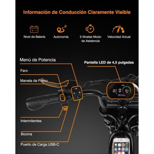 Bicicleta Eléctrica Bodywel M16 Pro 500W 48V 15Ah 16"