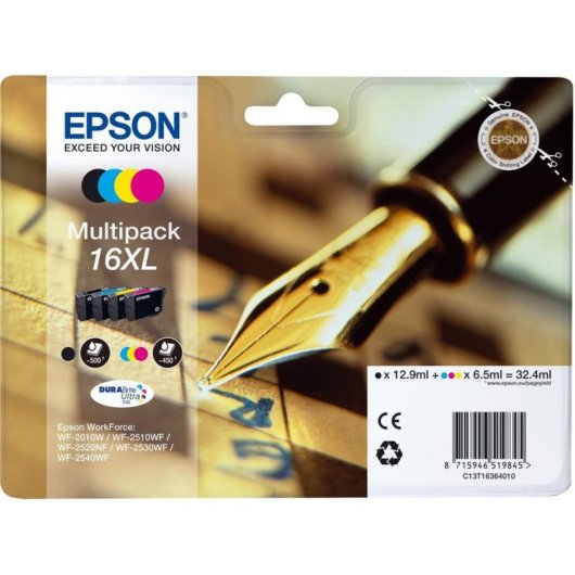 Paquete de cartuchos de tinta Epson 16XL original, 4 colores