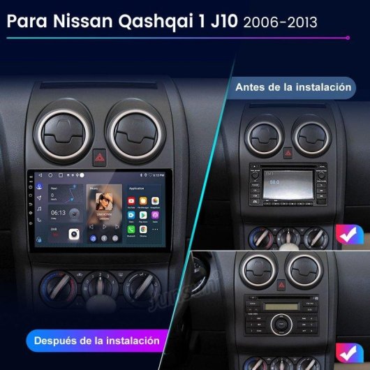 Autoradio Carplay GPS Navi 64GB JUNSUN Qashqai 1 J10