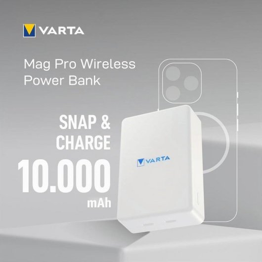 Power Bank Varta Mag Pro 10000 mAh 20 W Carga inalámbrica Blanco