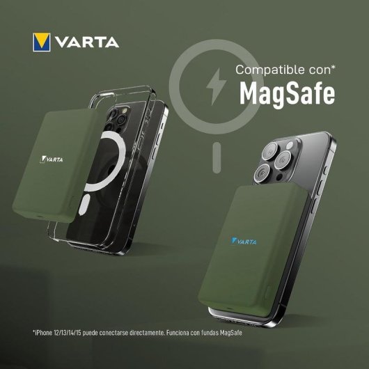 Power Bank Varta Mag Pro Power on Demand 5000 mAh 12 W Apta para avión Verde