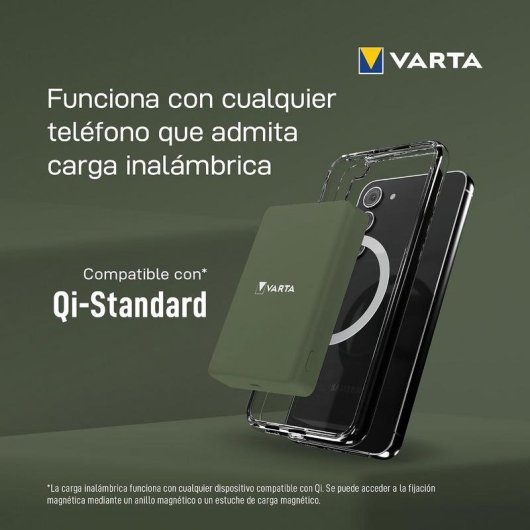 Power Bank Varta Mag Pro Power on Demand 5000 mAh 12 W Apta para avión Verde