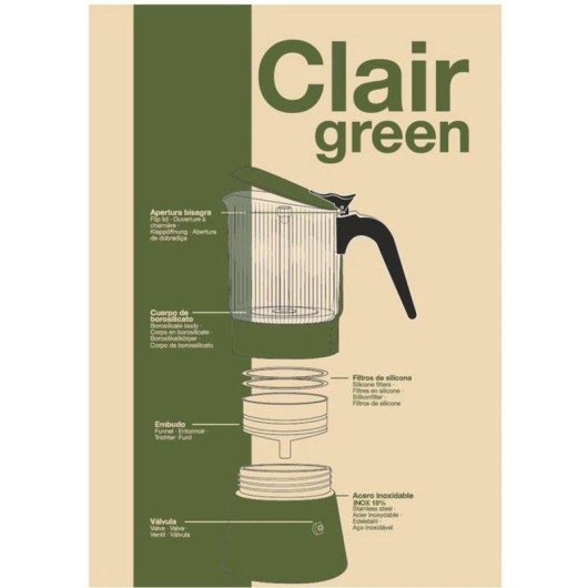 Cafetera italiana Inoxibar De Fuego 6 tazas 240 ml verde con válvula de seguridad