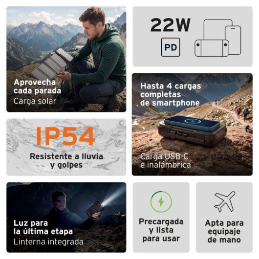 Power Bank HEAD Trek 20.000 mAh 22 W Carga solar