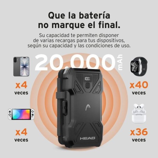 Power Bank HEAD Trek 20.000 mAh 22 W Carga solar
