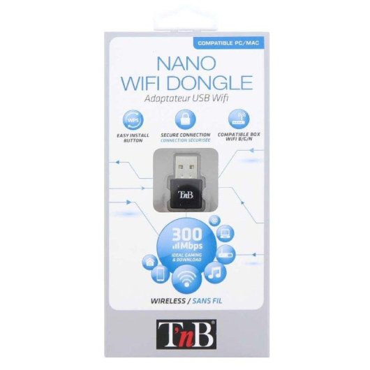 Adaptador WiFi USB TnB ADWF300N 300 Mbps 2,4 GHz negro