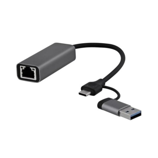 Adaptador TnB TCRJ45C RJ45 USB 2.0 y USB tipo C negro y gris