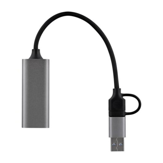Adaptador TnB TCRJ45C RJ45 USB 2.0 y USB tipo C negro y gris