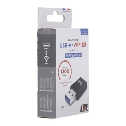 Adaptador Wi-Fi TnB ADWF1300ACN USB 3.0 AC1300 Negro