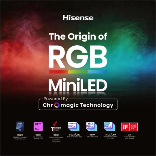 TV Hisense RGB MiniLED 65UR8S 65" 4K UltraHD 180Hz Smart TV VIDAA HDR10+ Dolby Atmos