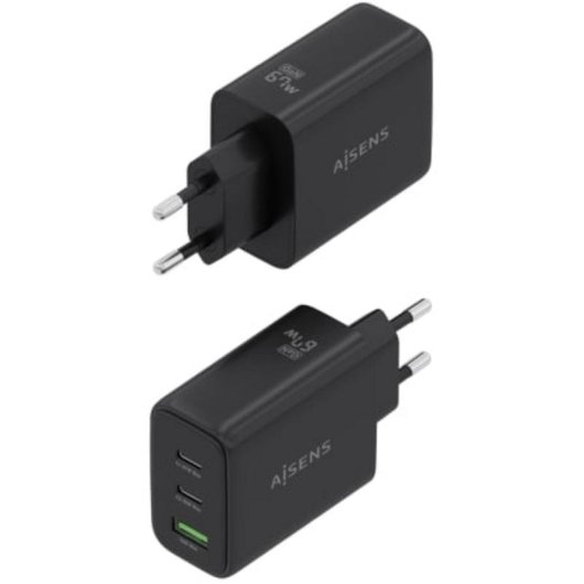 Carregador GaN AISENS 67W 2x USB-C PD3.0 1x USB-A