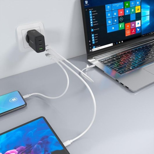 Carregador GaN AISENS 67W 2x USB-C PD3.0 1x USB-A