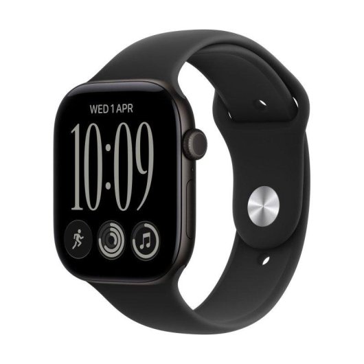 Apple Watch Series 12 GPS 46 mm aluminium noir avec bracelet Sport noir M/L