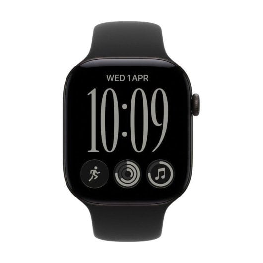 Apple Watch Series 12 GPS 46 mm aluminium noir avec bracelet Sport noir M/L