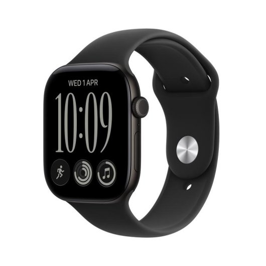 Apple Watch Series 12 GPS 46 mm aluminium noir avec bracelet Sport noir M/L
