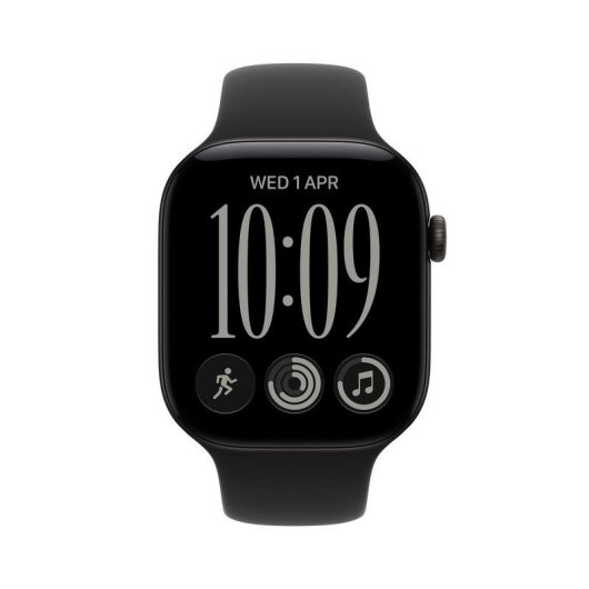 Apple Watch Series 12 GPS 46 mm aluminium noir avec bracelet Sport noir M/L