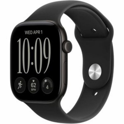 Apple Watch Series 12 GPS 46 mm aluminium noir avec bracelet Sport noir M/L