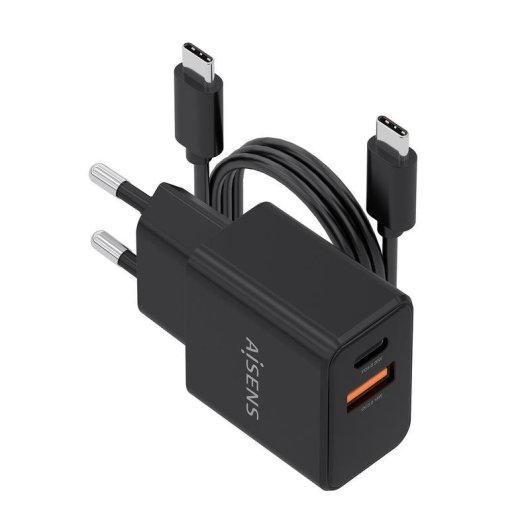 Cargador Aisens ASCH-20W2P084-BK GaN 20 W USB-C y USB-A