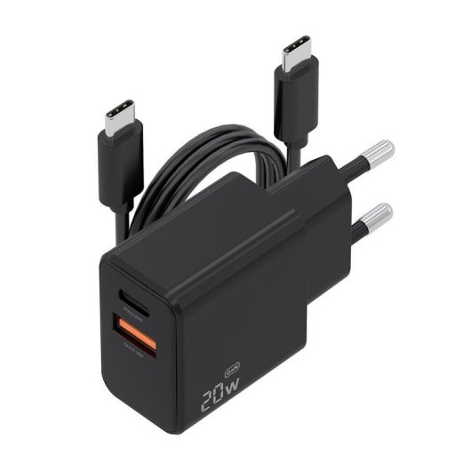 Cargador Aisens ASCH-20W2P084-BK GaN 20 W USB-C y USB-A