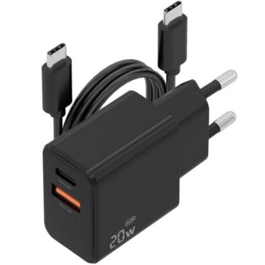 Cargador Aisens ASCH-20W2P084-BK GaN 20 W USB-C y USB-A