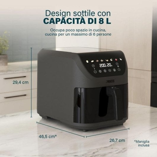 Freidora de aire Princess SlimFry 182476 8 L 2000 W con ventana