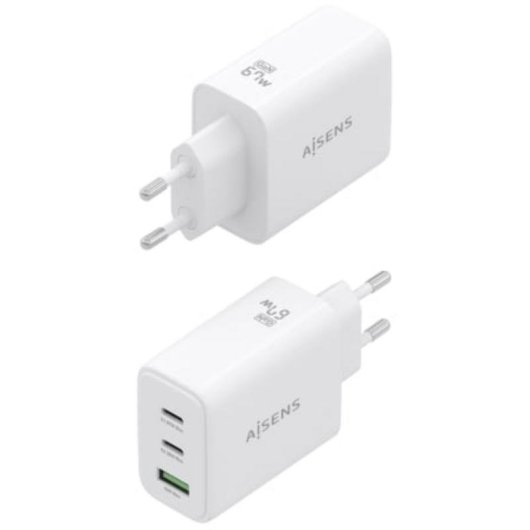 Carregador GaN AISENS 67W 2 USB-C 1 USB-A