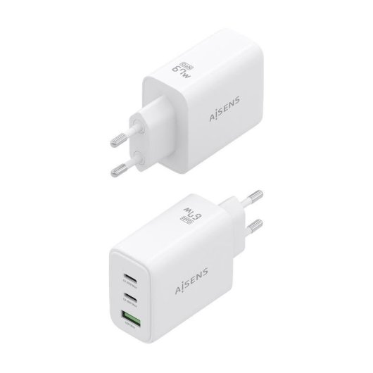 Carregador GaN AISENS 67W 2 USB-C 1 USB-A