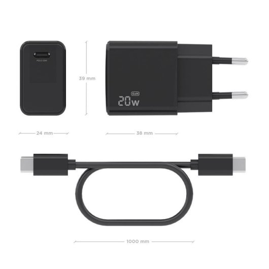 GaN USB-C Ladegeraet 20W ASCH-20W1P082-BK