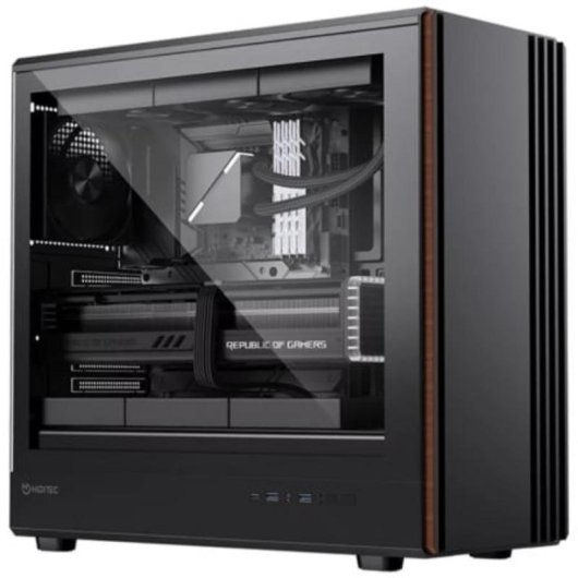 Caja semitorre Hiditec ORIGIM ATX con madera, USB-C y 3 ventiladores PWM