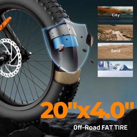Bicicleta Eléctrica URLIFE T9 Neumáticos 20" Suspensión Total 100 km