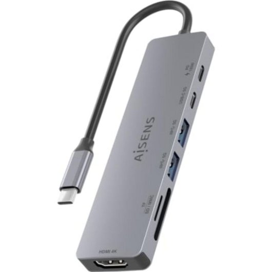 Dock USB-C Aisens ASUC-7P048-GR 7 en 1 HDMI 4K 100 W
