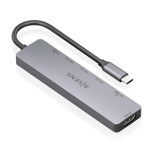 Dock USB-C Aisens ASUC-7P048-GR 7 en 1 HDMI 4K 100 W