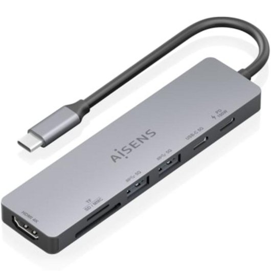 Dock USB-C Aisens ASUC-7P048-GR 7 en 1 HDMI 4K 100 W