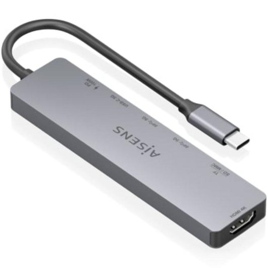 Dock USB-C Aisens ASUC-7P048-GR 7 en 1 HDMI 4K 100 W